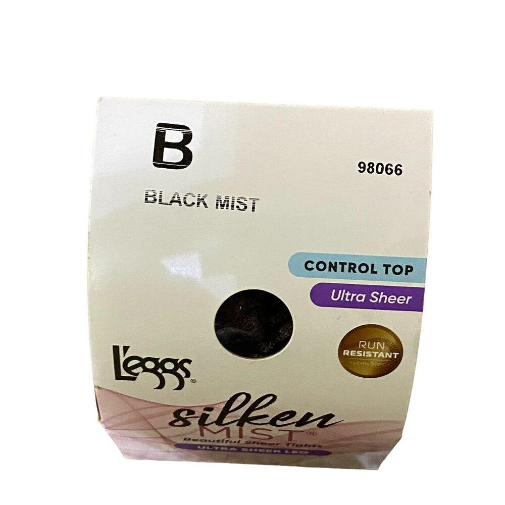 Leggs Pantyhose NEW 98066 Black Mist Womens B Control Top Sheer Toe - Picture 2 of 6